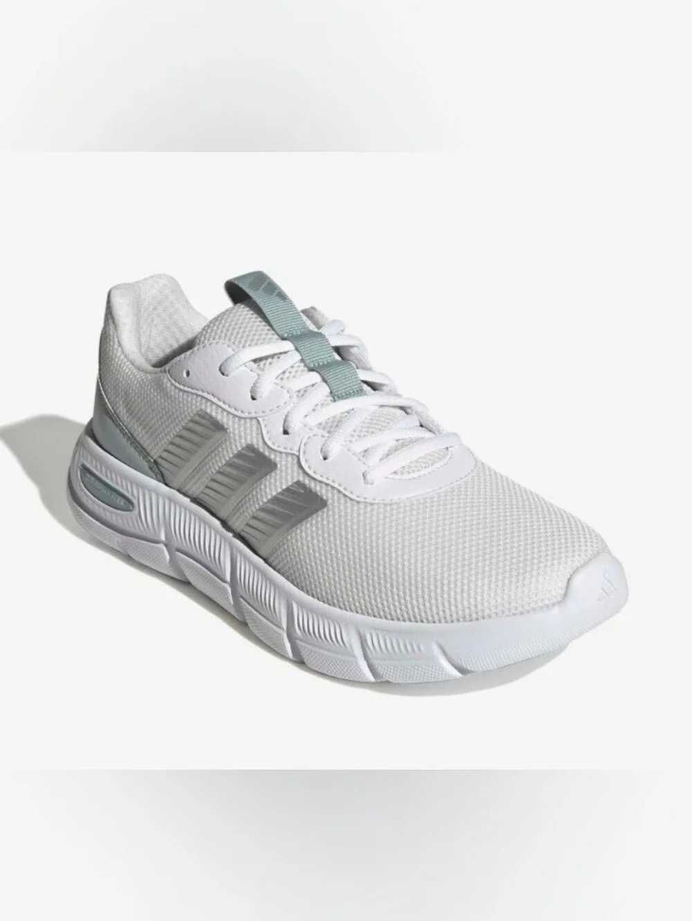 Adidas Cloudfoam Flex Laces Woman White and Green Walking Trainers Sz 9 NiB